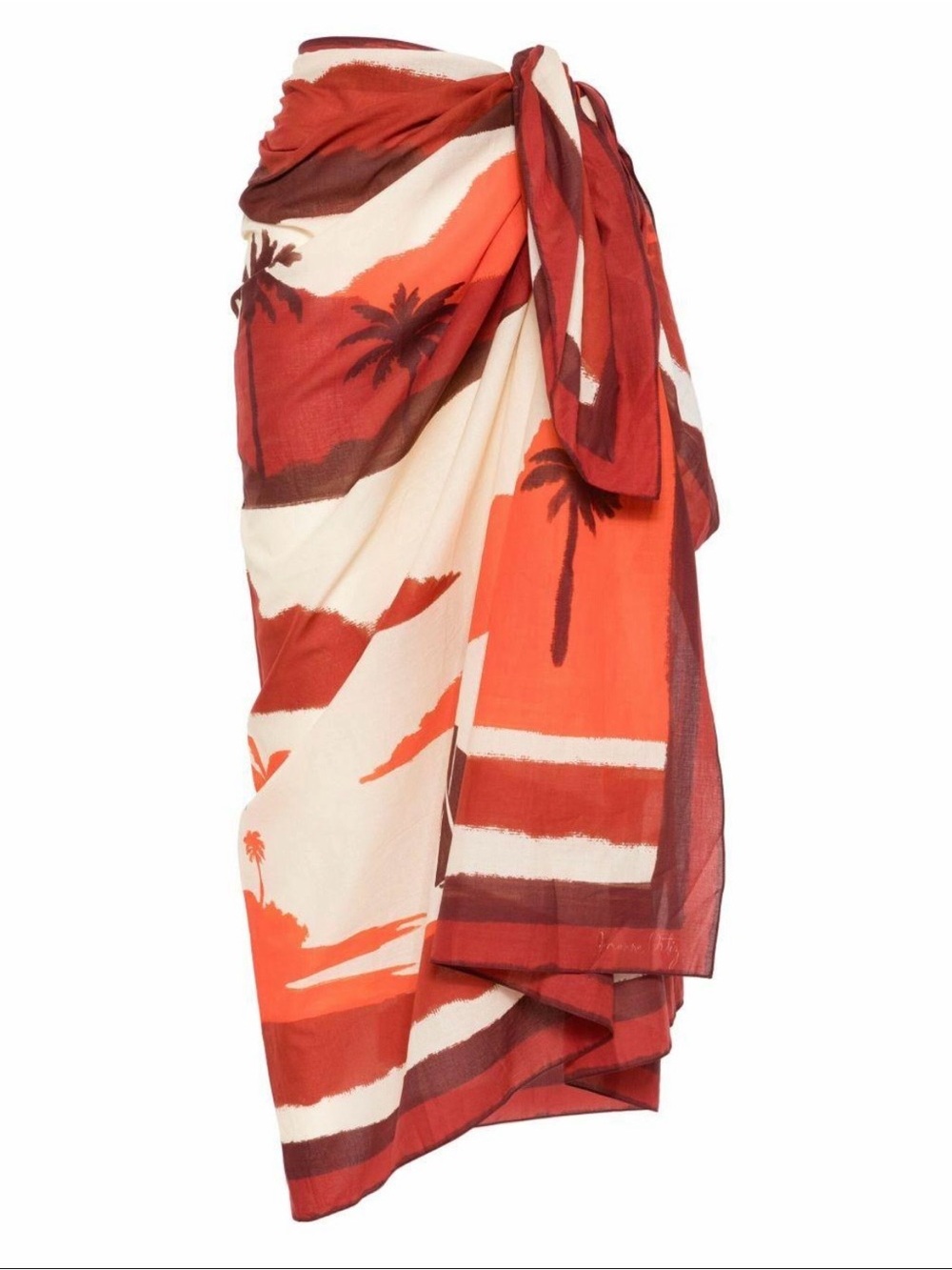 NWT Johanna Ortiz Sailing Landscapes Pareo Red Ecru OS